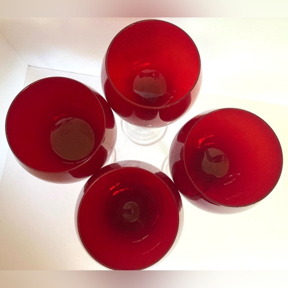 Lenox Holiday Gems Set of 4 Ruby Red Balloon Crystal Wine Glasses 8 7/8” Tall - Picture 6 of 8